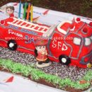 Homemade Fire Engine Birthday Cake
