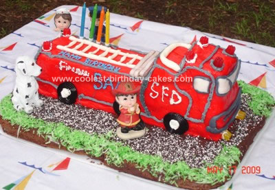 Homemade Fire Engine Birthday Cake