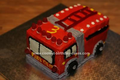 Homemade Fire Truck 3rd Birthday Cake