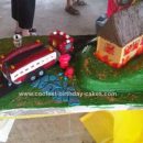 Homemade Fire Truck and Burning House Cake