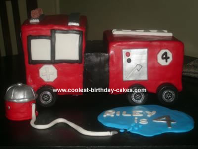 Homemade Fire Truck Birthday Cake