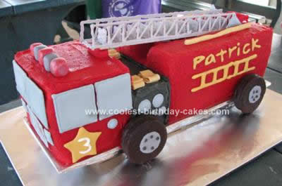 Homemade Fire Truck Cake