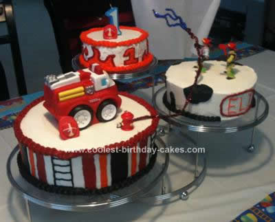 Homemade Firetruck 1st Birthday Cake