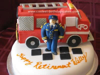 Homemade  Firetruck Retirement Cake