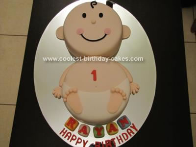 Homemade First Birthday Diaper Baby Cake