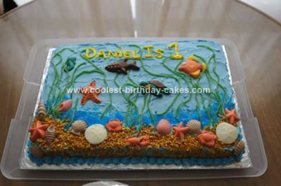 Homemade First Birthday Ocean Cake