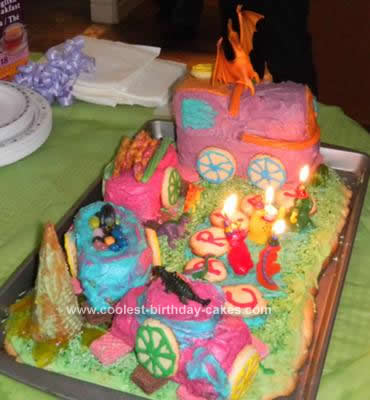 Homemade First Try Dinosaur Theme Train Birthday Cake