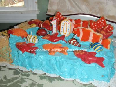 Homemade Fish Ocean Birthday Cake