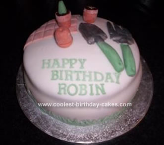 Homemade Gardening Tools and Pots Cake