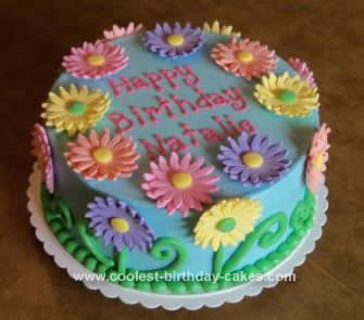 Homemade Gerber Daisy Birthday Cake
