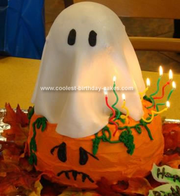 Homemade Ghost and Pumpkin Cake