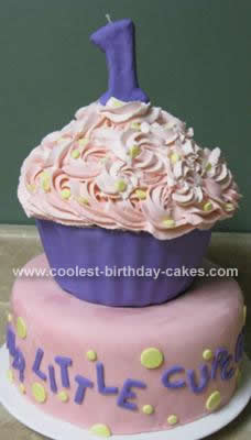 Homemade Giant Cupcake First Birthday Cake Idea