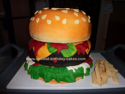 Homemade Giant Hamburger Birthday Cake