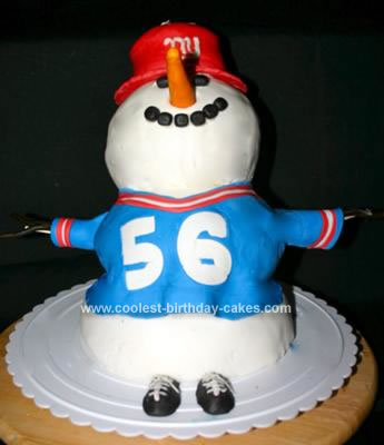 Homemade Giants Snowman Fondant Cake