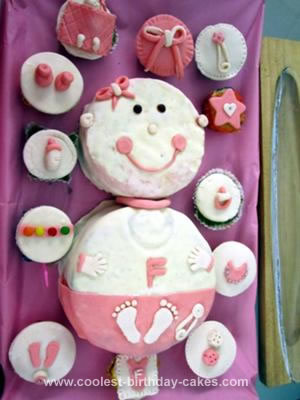 Homemade Girl Baby Shower Cake & Cupcakes