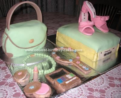 Homemade Glamour Bag And Shoes Cake