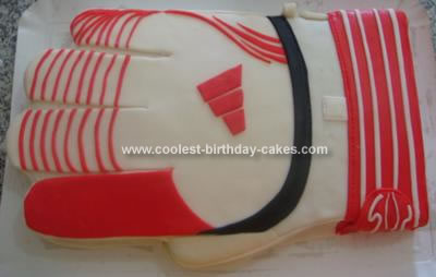 Homemade Goal Keeper Glove Birthday Cake