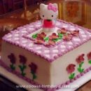 HOmemade Rose Bouquet Hello Kitty Birthday Cake