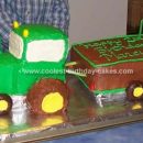 Homemade Green Tractor and Trailer Cake