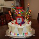 Homemade Gumball Machine and Ice Cream Cone Cake
