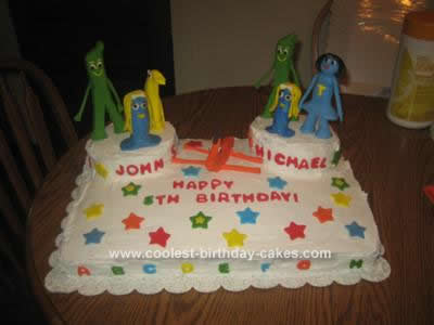 Homemade Gumby and Friends Birthday Cake
