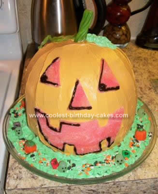 Homemade  Halloween Pumpkin Cake Design