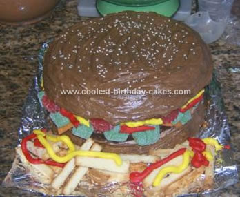 Homemade Hamburger And Fries Birthday Cake
