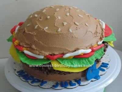 Homemade  Hamburger Birthday Cake