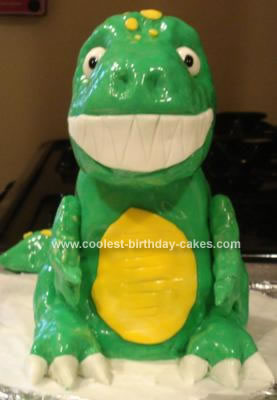 Homemade Happy Dinosaur Birthday Cake