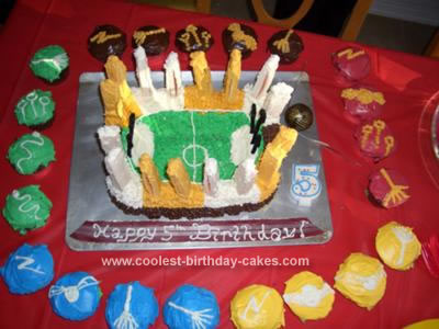Homemade Harry Potter Quidditch Stadium Cake