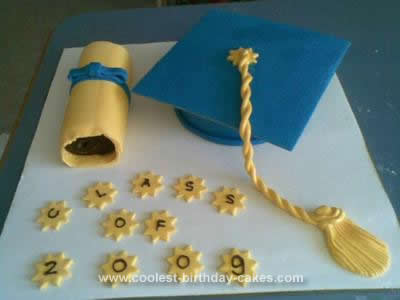 Homemade Hat and Scroll Graduation Cake