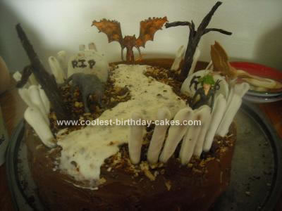 Homemade Haunted Graveyard Cake