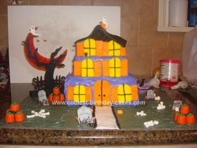 Homemade Haunted House Cake