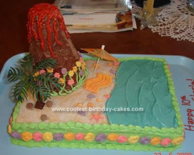 Homemade Hawaiian Luau Birthday Cake