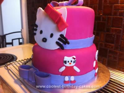 Homemade Hello Kitty 2 Tier Cake
