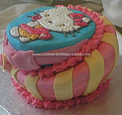 Homemamde Hello Kitty Topsy Turvy Birthday Cake