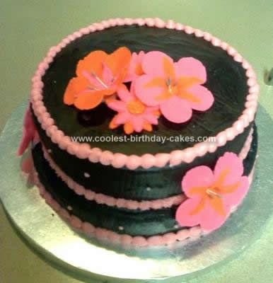 Homemade Hibiscus Flower Birthday Cake Design