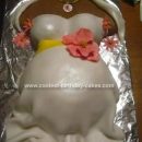 Homemade Hibiscus Flower Pregnant Belly Cake