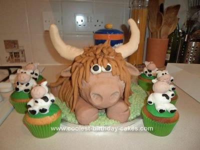Homemade Highland Cow Birthday Cake