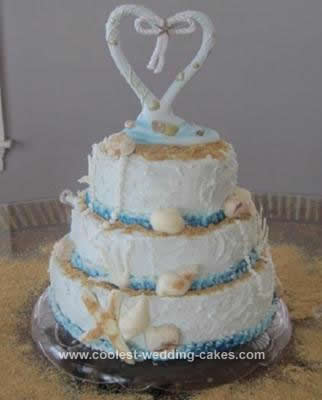 Homemade Beach Theme Wedding Cake