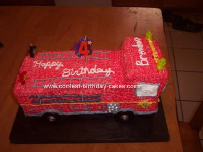 Homemade Firetruck Birthday Cake