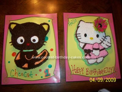 Homemade Hello Kitty and ChocoCat Birthday Cake