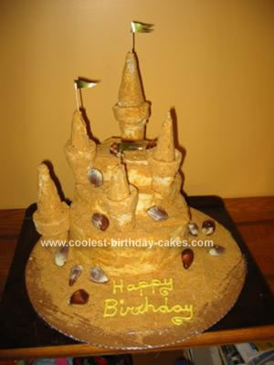 Homemade Sand Castle Birthday Cake