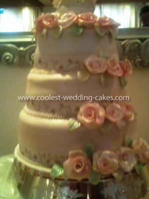 Coolest Homemade Three Tiered Wedding Cake with Roses