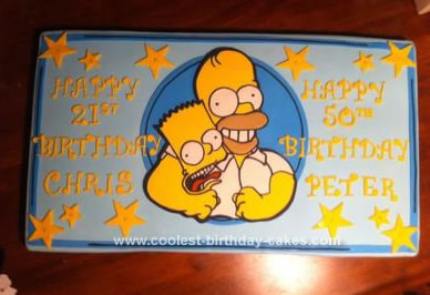 Homemade Homer and Bart Simpsons Birthday Cake