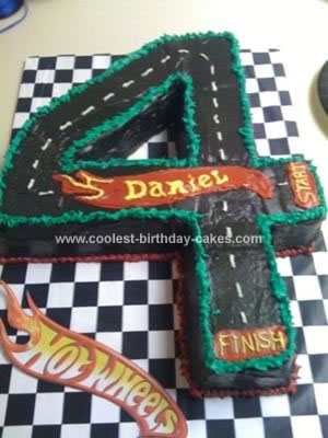Homemade Hotwheels 4th Birthday Race Track Cake