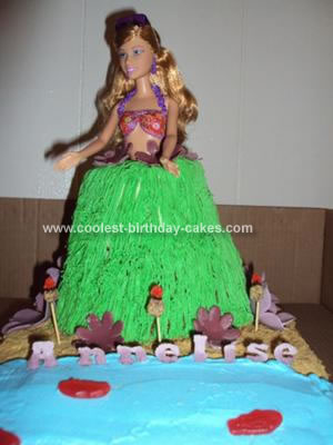 Homemade Hula Girl Birthday Cake