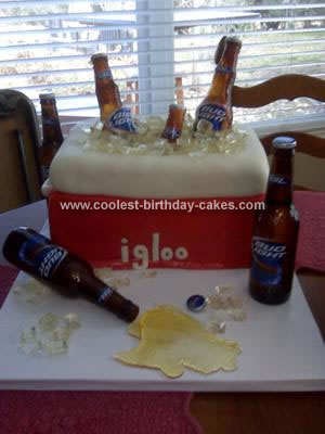 Homemade  Ice Chest Filled with Beer Cake