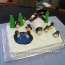 Homemade Ice Skating Penguin Igloo Cake