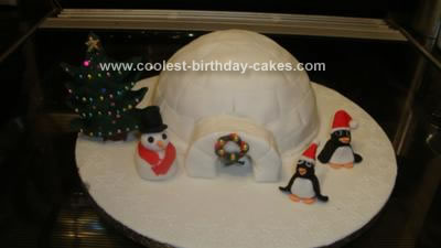 Homemade Igloo Snow Scene Cake